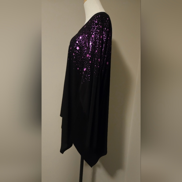 NWT Karen Kane Star Print Plus Size Top: Black W/Purple: Size- 1X - Picture 6 of 13